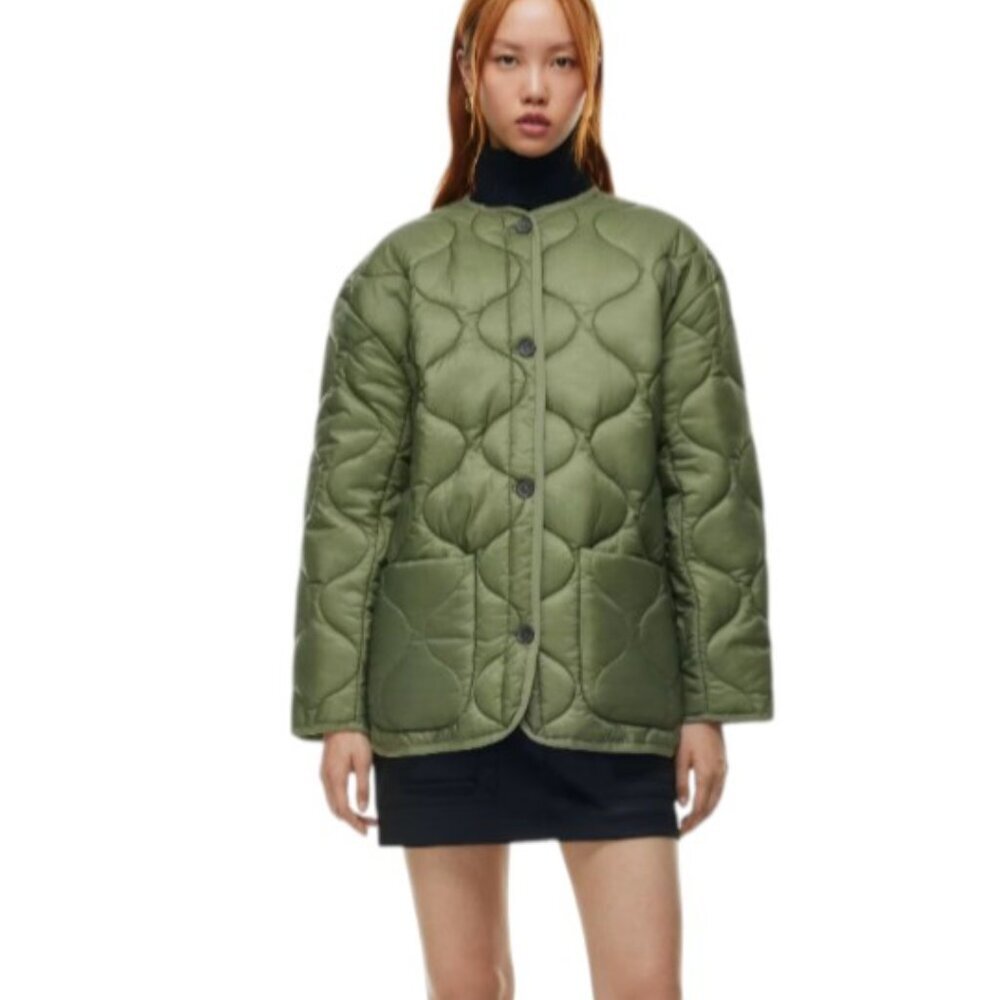 Aritzia Babaton Green Quilted Puffer Jacket